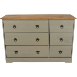 Core Products Corona Classic 6 Drawer Grey Pine Wood Wide Chest of Drawers - Wilko - thumbnail 4
