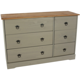 Core Products Corona Classic 6 Drawer Grey Pine Wood Wide Chest of Drawers - Wilko - thumbnail 3