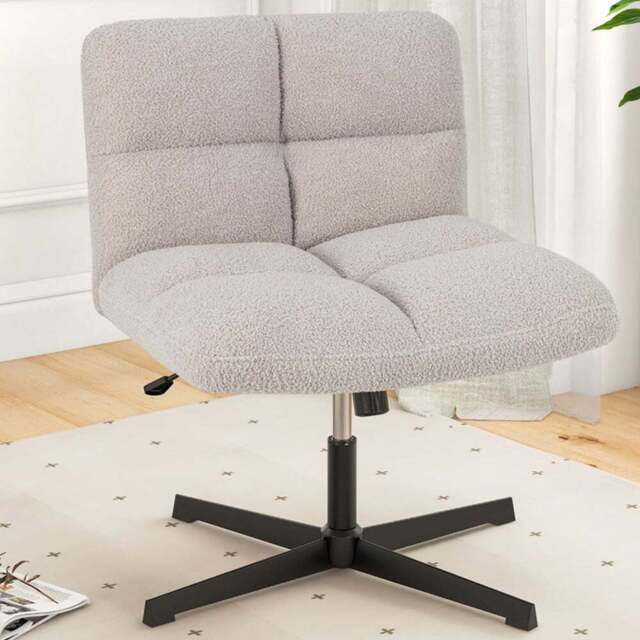 Costway Grey Fleece Adjustable Armless Office Chair - Wilko - image 1