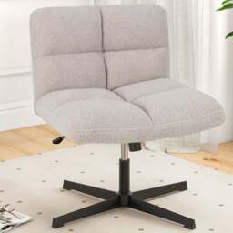 Costway Grey Fleece Adjustable Armless Office Chair - Wilko