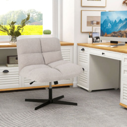 Costway Grey Fleece Adjustable Armless Office Chair - Wilko - thumbnail 4