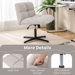 Costway Grey Fleece Adjustable Armless Office Chair - Wilko - thumbnail 6