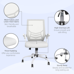 Portland White Swivel Office Computer Chair - Size: 62.5 x 55 x 104cm - Wilko - thumbnail 4