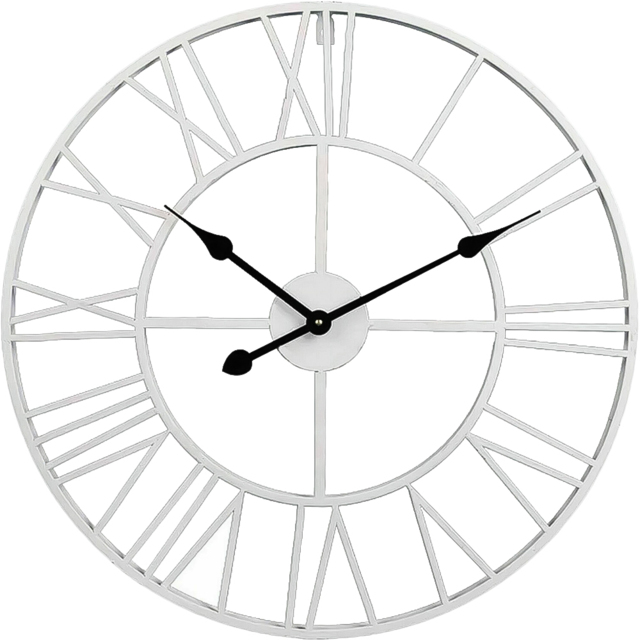 Living and Home Vintage Round Wall Clock 40cm - White - Wilko - image 1