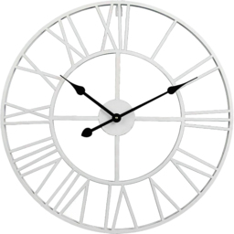 Living and Home Vintage Round Wall Clock 40cm - White - Wilko