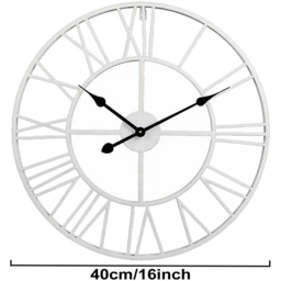 Living and Home Vintage Round Wall Clock 40cm - White - Wilko - thumbnail 6