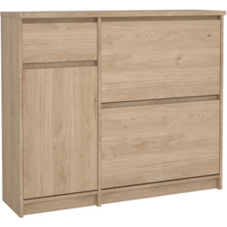Florence Single Door 3 Drawer Jackson Hickory Oak Shoe Cabinet - Size: 31.5 x 108.9 x 92.9cm - Wood - Furniture to Go - Wilko - thumbnail 3