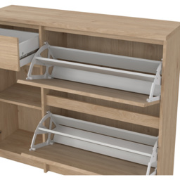 Florence Single Door 3 Drawer Jackson Hickory Oak Shoe Cabinet - Size: 31.5 x 108.9 x 92.9cm - Wood - Furniture to Go - Wilko - thumbnail 6