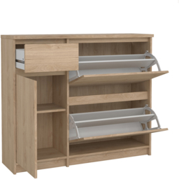 Florence Single Door 3 Drawer Jackson Hickory Oak Shoe Cabinet - Size: 31.5 x 108.9 x 92.9cm - Wood - Furniture to Go - Wilko - thumbnail 5