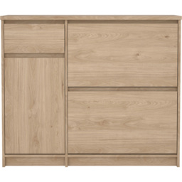 Florence Single Door 3 Drawer Jackson Hickory Oak Shoe Cabinet - Size: 31.5 x 108.9 x 92.9cm - Wood - Furniture to Go - Wilko - thumbnail 4