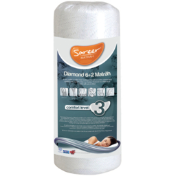 Sareer Matrah Diamond 6 + 2 Small Single Memory Foam Mattress - White - Wilko - thumbnail 6