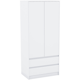 Vida Designs Denver 2 Door 2 Drawer White Wardrobe - Size: 2 Door, 2 Drawer - Wilko - thumbnail 3