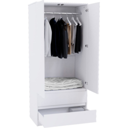 Vida Designs Denver 2 Door 2 Drawer White Wardrobe - Size: 2 Door, 2 Drawer - Wilko - thumbnail 5