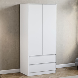 Vida Designs Denver 2 Door 2 Drawer White Wardrobe - Size: 2 Door, 2 Drawer - Wilko - thumbnail 1