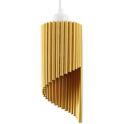 Happy Homewares Designer Satin Gold Tubular Bells Styled Pendant Shade - Size: 26 x 11 x 11cm - Wilko