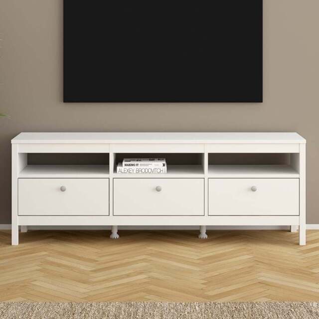 Florence Madrid 3 Drawer 3 Shelf White TV Unit - Size: 38 x 151 x 54cm - Wilko - image 1