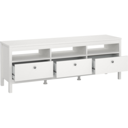 Florence Madrid 3 Drawer 3 Shelf White TV Unit - Size: 38 x 151 x 54cm - Wilko - thumbnail 5