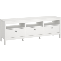 Florence Madrid 3 Drawer 3 Shelf White TV Unit - Size: 38 x 151 x 54cm - Wilko - thumbnail 3