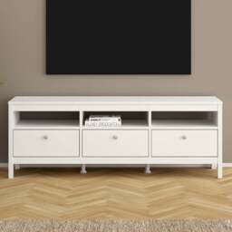 Florence Madrid 3 Drawer 3 Shelf White TV Unit - Size: 38 x 151 x 54cm - Wilko