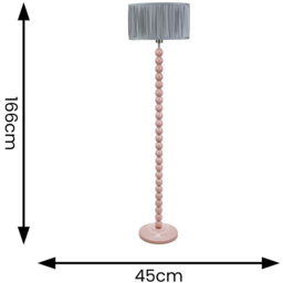 ValueLights Bobbins Ruched Pleated Powder Blue Drum Shade Painted Rose LED Floor Lamp - Pink - Wilko - thumbnail 5