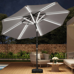 Living and Home Light Grey Solar LED Crank and Tilt Parasol with Plastic Fillable Base 3m - Wilko - thumbnail 3