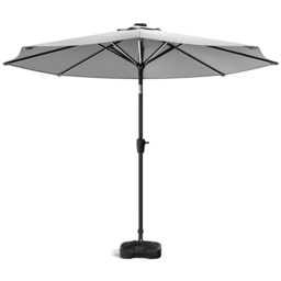Living and Home Light Grey Solar LED Crank and Tilt Parasol with Plastic Fillable Base 3m - Wilko