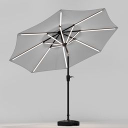 Living and Home Light Grey Solar LED Crank and Tilt Parasol with Plastic Fillable Base 3m - Wilko - thumbnail 5