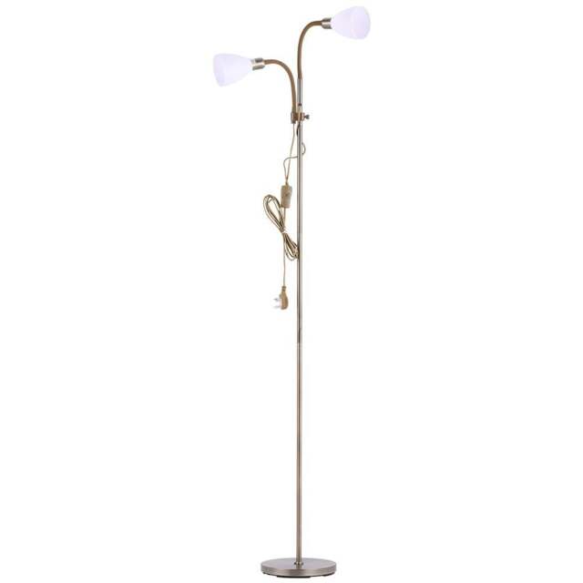 Living and Home Bronze 2 Head Standing Floor Lamp - Size: 180x23x23cm - Brown - Wilko - image 1