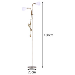 Living and Home Bronze 2 Head Standing Floor Lamp - Size: 180x23x23cm - Brown - Wilko - thumbnail 7