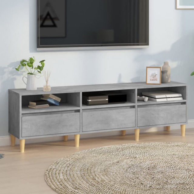 vidaXL 3 Drawer 3 Shelf Concrete Grey TV Cabinet - Size: 44.5 x 150 x 30cm - Wilko - image 1