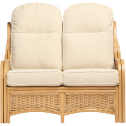 Desser Furniture Vale 2 Seater Light Oak Natural Rattan Cloud Sofa - Brown - Wilko - thumbnail 4