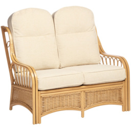 Desser Furniture Vale 2 Seater Light Oak Natural Rattan Cloud Sofa - Brown - Wilko - thumbnail 3