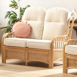 Desser Furniture Vale 2 Seater Light Oak Natural Rattan Cloud Sofa - Brown - Wilko