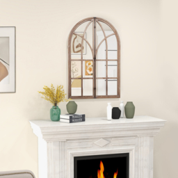 Costway Natural Arch Window Wall Mirror 88 x 60cm - Cream - Wilko - thumbnail 3