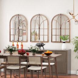 Costway Natural Arch Window Wall Mirror 88 x 60cm - Cream - Wilko - thumbnail 6