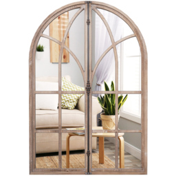 Costway Natural Arch Window Wall Mirror 88 x 60cm - Cream - Wilko - thumbnail 4