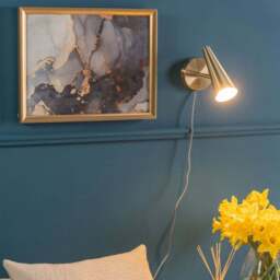 ValueLights Duke Brushed Brass Cone Plug-in LED Wall Light 2 Pack - Gold - Wilko - thumbnail 4