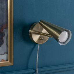 ValueLights Duke Brushed Brass Cone Plug-in LED Wall Light 2 Pack - Gold - Wilko - thumbnail 6