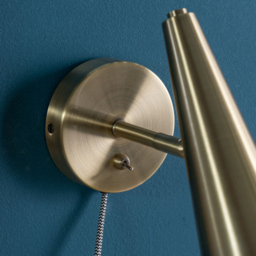ValueLights Duke Brushed Brass Cone Plug-in LED Wall Light 2 Pack - Gold - Wilko - thumbnail 7