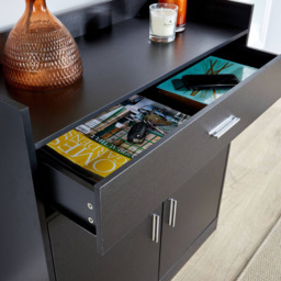 Home Source Novora 2 Door Black Shoe Cabinet - Size: 90 x 82 x 34cm - Wilko - thumbnail 5