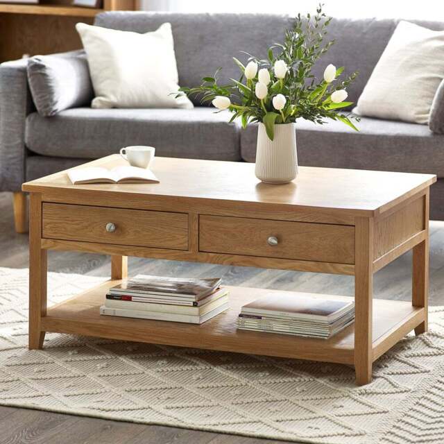 Julian Bowen Mallory 2 Drawer Coffee Table - Size: 65 x 110 x 50cm - Brown - Wilko - image 1