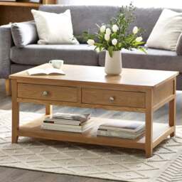 Julian Bowen Mallory 2 Drawer Coffee Table - Size: 65 x 110 x 50cm - Brown - Wilko