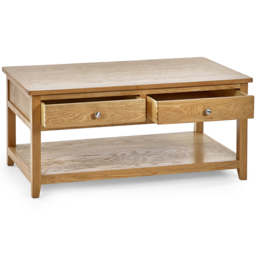 Julian Bowen Mallory 2 Drawer Coffee Table - Size: 65 x 110 x 50cm - Brown - Wilko - thumbnail 5