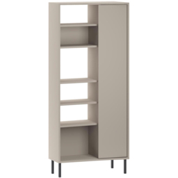 FWStyle Single Door 6 Shelf Sandstone Curved Modern Bookcase - Brown - Wilko - thumbnail 3