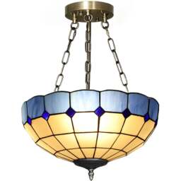 HOMCOM Blue Tiffany Style Ceiling Light - Size: 26 x 46 x 46cm - Blue and White - Wilko