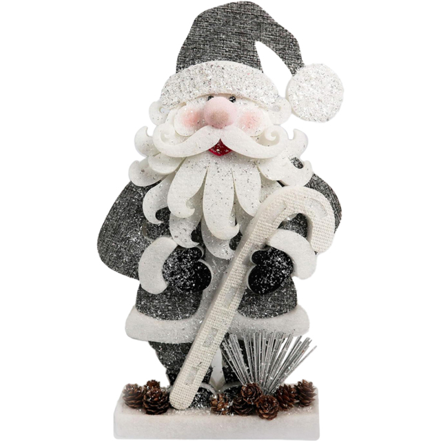 Shatchi Santa Glitter Foam Figurine Christmas Decoration 42cm - Size: 42 x 23 x 30cm - Silver - Wilko - image 1