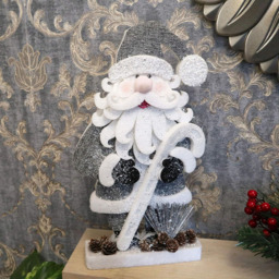Shatchi Santa Glitter Foam Figurine Christmas Decoration 42cm - Size: 42 x 23 x 30cm - Silver - Wilko - thumbnail 4