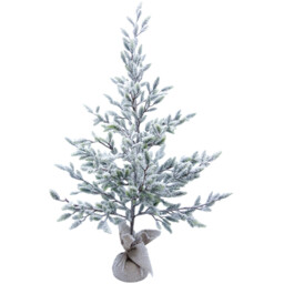 Frosted Tree with Rattan BaseWhite and Grey - Size: 2ft - Mistletoe Cottage - Wilko - thumbnail 1