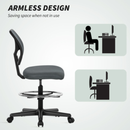 Vinsetto Charcoal Grey Adjustable Swivel Mesh Office Chair - Size: 113 x 59 x 61cm - Wilko - thumbnail 7