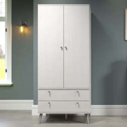 Core Products Augusta Curve 2 Door 2 Drawer Wardrobe - Size: 2 Door, 2 Drawer - White - Wilko